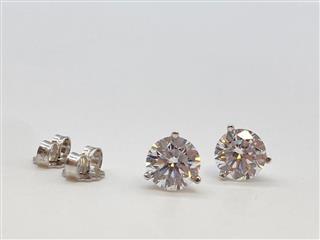 14K White Gold 2 CTW Round Diamond Stud Earrings 1.4g